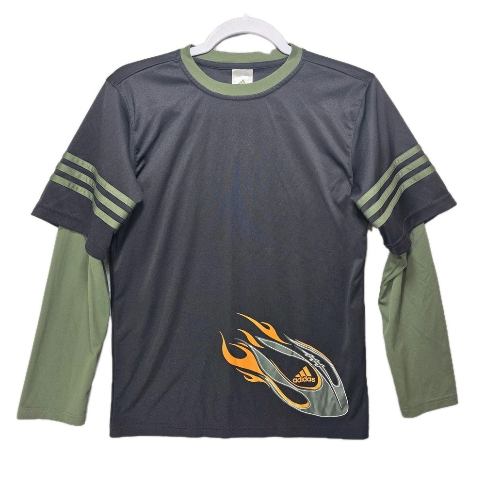 Adidas‎ Y2K Long Sleeve Tshirt Youth Boys Kids Size Large Football Sports 2 in 1